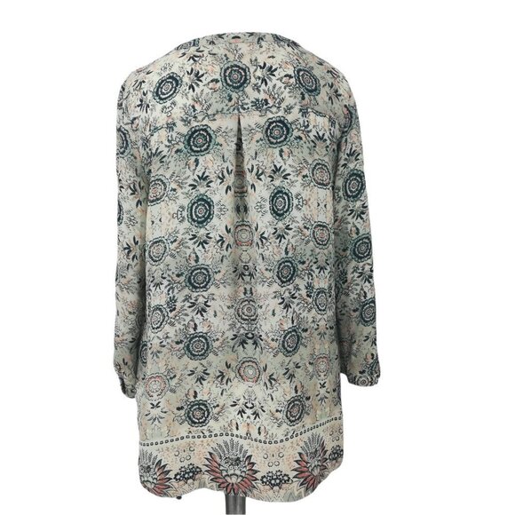 Maurices Sheer Popover Boho Blouse Size S Ethnic Floral Paisley 3/4 Sleeves - Picture 9 of 12